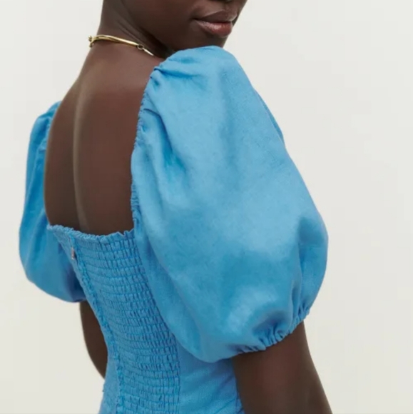 Reformation Karina top short sleeve grotto blue size 4 xs authentic nwt - Picture 6 of 6